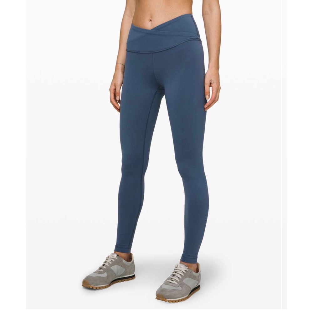 Lululemon Always On High Rise Pant 28" Size 8 Criss Cross Waist Blue Leggings